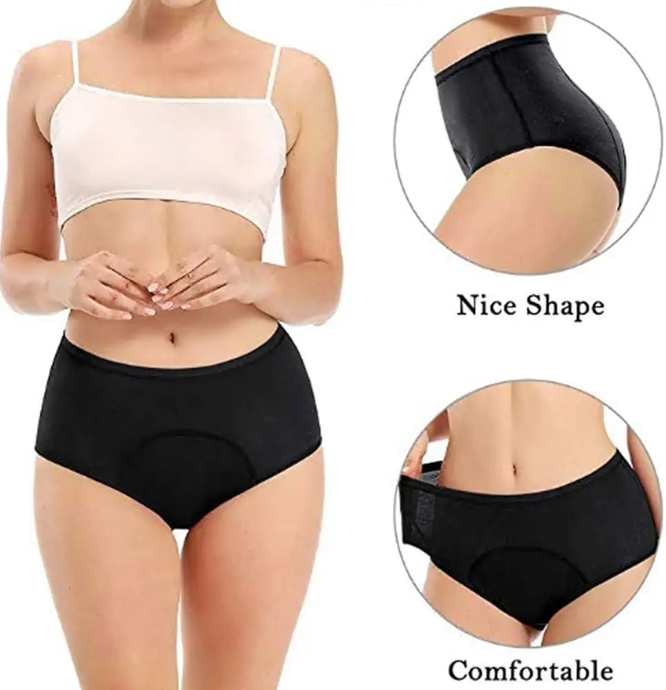 5pcs Women Period Pants Mid-High Waist Postpartum Underwear Leakproof Menstrual Cotton Knickers