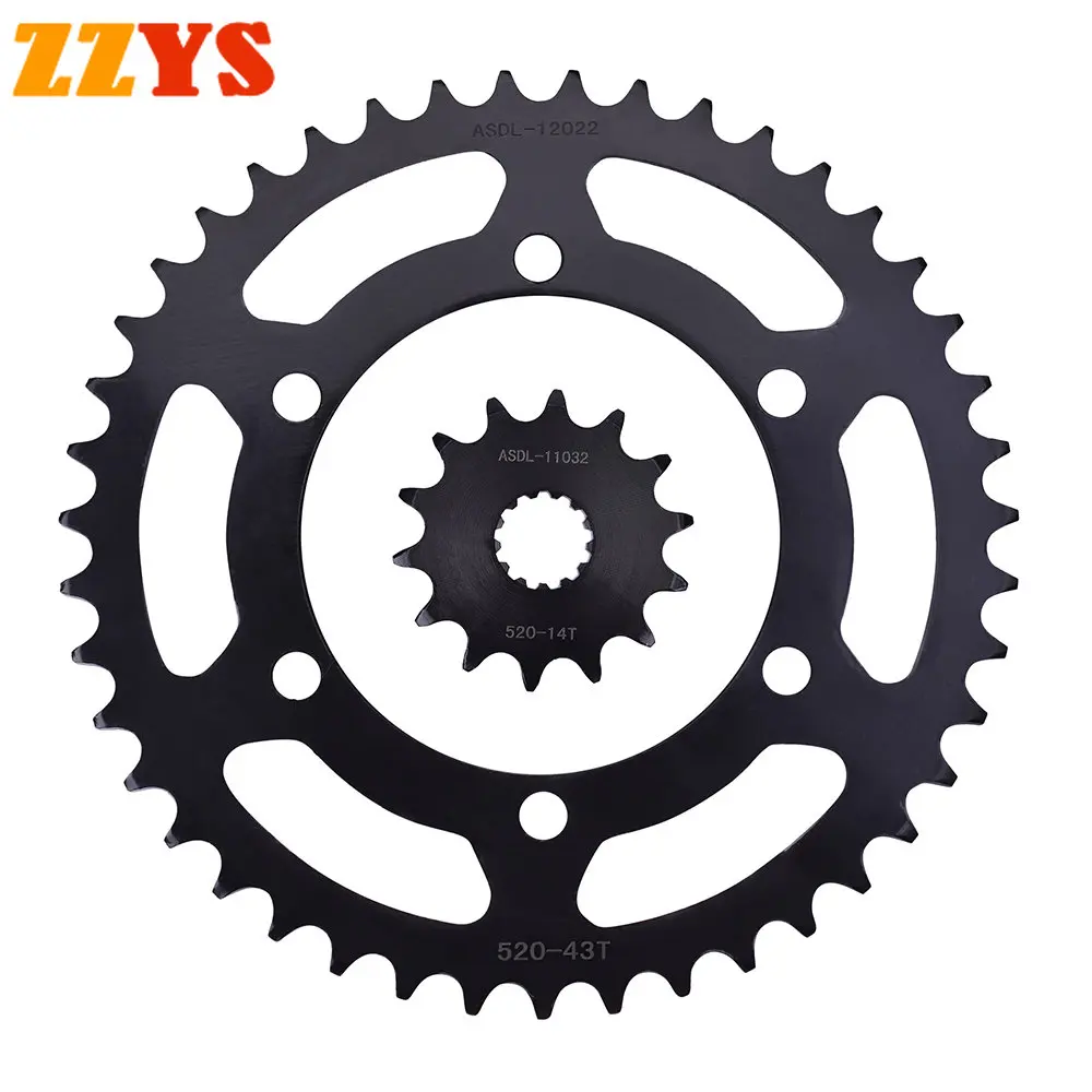 

520 14T 43T Tooth Front Rear Sprocket Gear Wheel Cam for Kawasaki 250 Ninja R 2008-12 EX250 EX250R EX 250 R 250R Special Edition