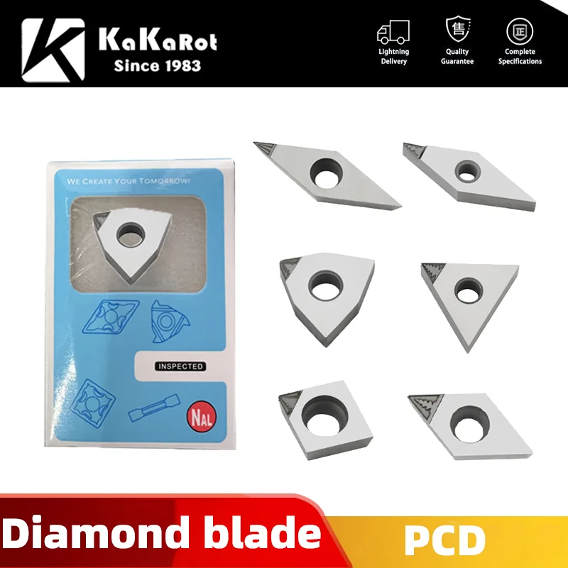 KaKarot Chip breaking PCD diamond cutter turning tools insert cnc external boring lathe brass Aluminum carbide cutting plates