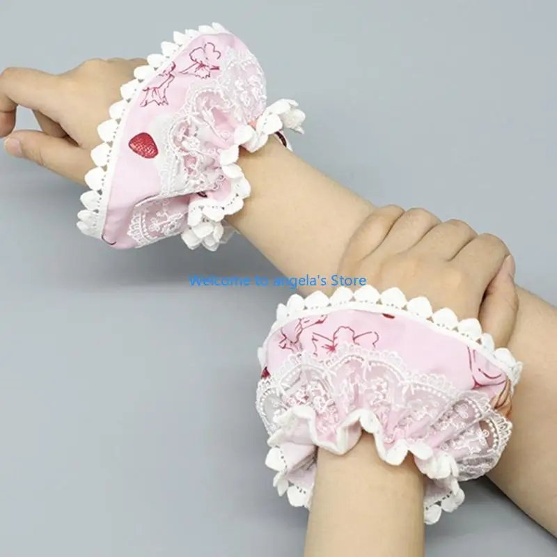 X4YC stylowa koronkowa opaska do włosów rękawy naramienne Anime pokojówka rekwizyty kostiumowe nakrycia głowy dla kobiet głowy