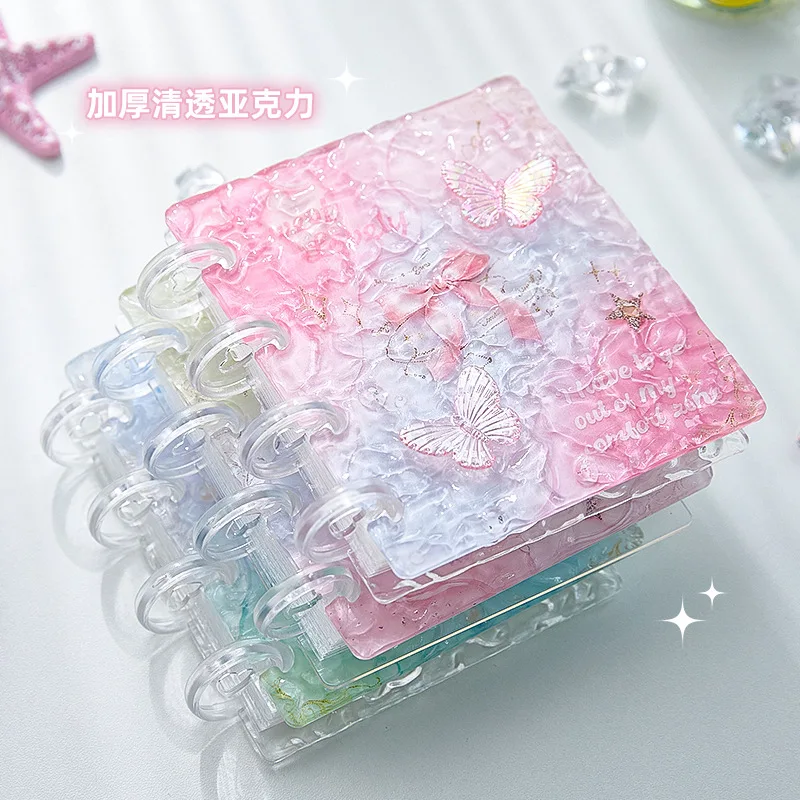 2Pcs 1-Pocket Crystal Acrylic Loose Leaf Photocard Binder Water Ripple Design for 3 Inch Card Photo Storage Album