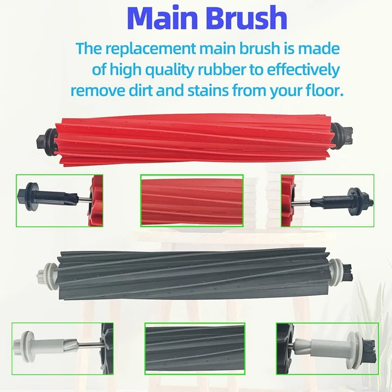 แปรงดูดฝุ่นหลักสำหรับ roborock Q5 pro/ Q5 Pro +/Q8 MAX/Q8 Max + หุ่นยนต์ดูดฝุ่นแปรงด้านข้างหลัก