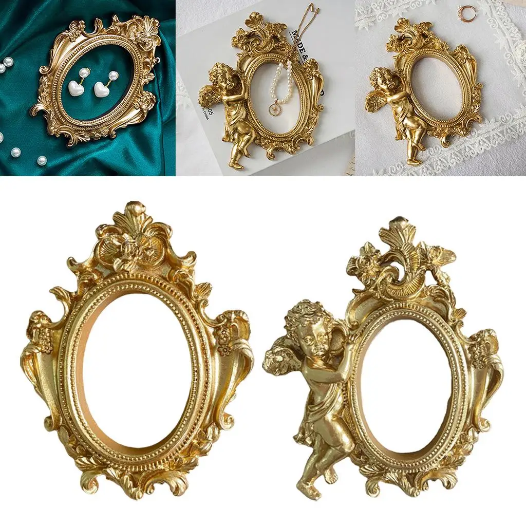 Ornate Photo Frame Mini Oval Nail Art Frames Antique Props Mould Decoration