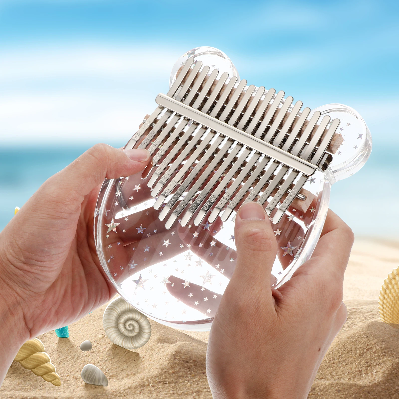 

1 Set Kalimba Thumb Piano Mini Finger Piano Crystal Glass Lightweight Portable Musical Instrument For Rhythm Practice