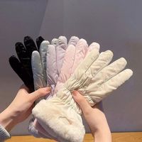 Thickened Little Bear Padded Gloves Breathable Padding Women Winter Thermal Fleece Windproof Warm Bicycle Touch Screen Gloves