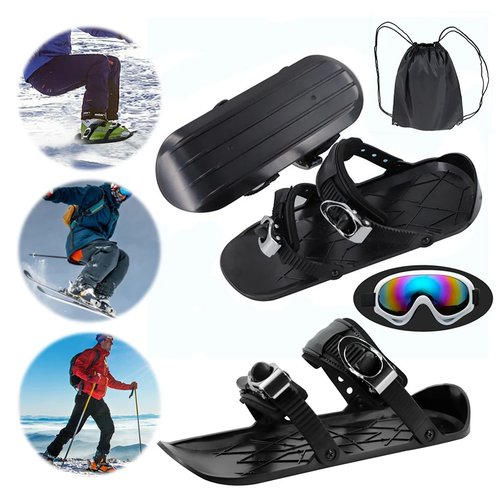 Mini Short Ski Skates Adjustable Winter Ski Shoes Snowboarding Shoes Portable Ice Skates for Winter Outdoor Sports