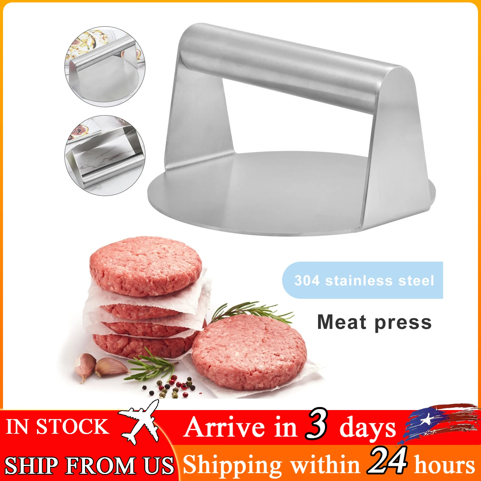 

Burger Press Non-Stick Burger Pattie Press Hamburger Meat Press Round Grill Press Hamburger Patties Bacon BBQ Kitchen Tools