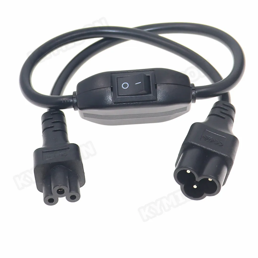 C6-C5 Extension Power Cord, IEC 320 C5 Female to C6 Male with 10A On/Off Switch Power Adapter Cable 60CM