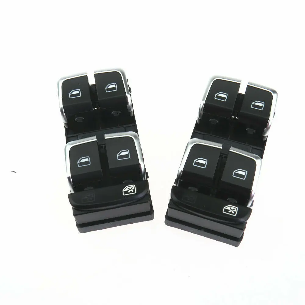 Qty 2 Chrome Power Master Window Control Switch Button Front Left for Audi A4 B8 2007-2015 A5 Q5 8KD 959 851A 8KD 959 851 F