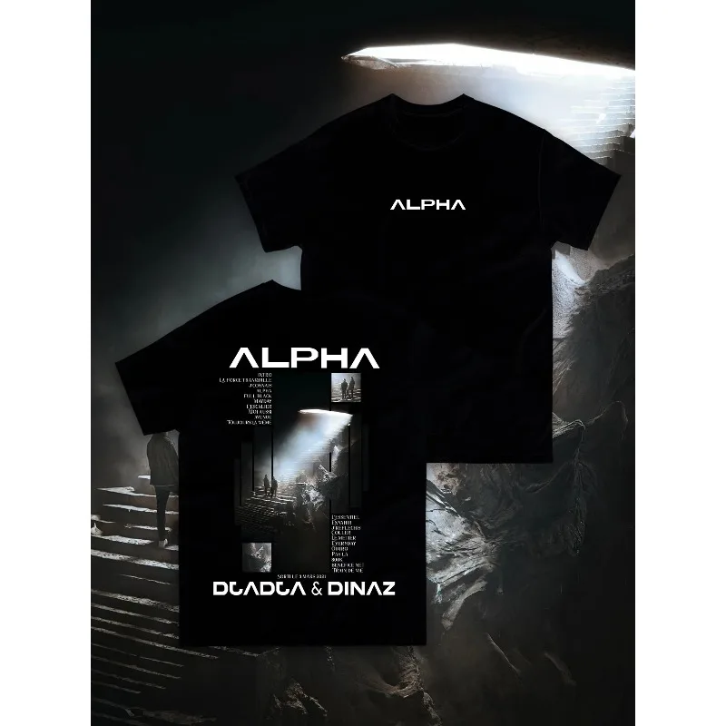 تي شيرت رجالي قطني جديد لعام 2025 ألبوم Alpha Djadja Dinaz تي شيرت رياضي غير رسمي للرجال برقبة دائرية وأكمام قصيرة تي شيرت الشارع