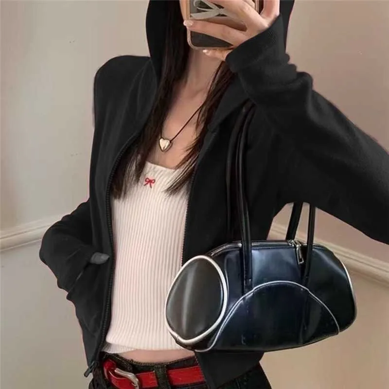 

Kimutomo укороченные куртки женские осень-зима 2025 модные винтажные однотонные толстовки в стиле гранж Y2k на молнии женские повседневные Harajuku