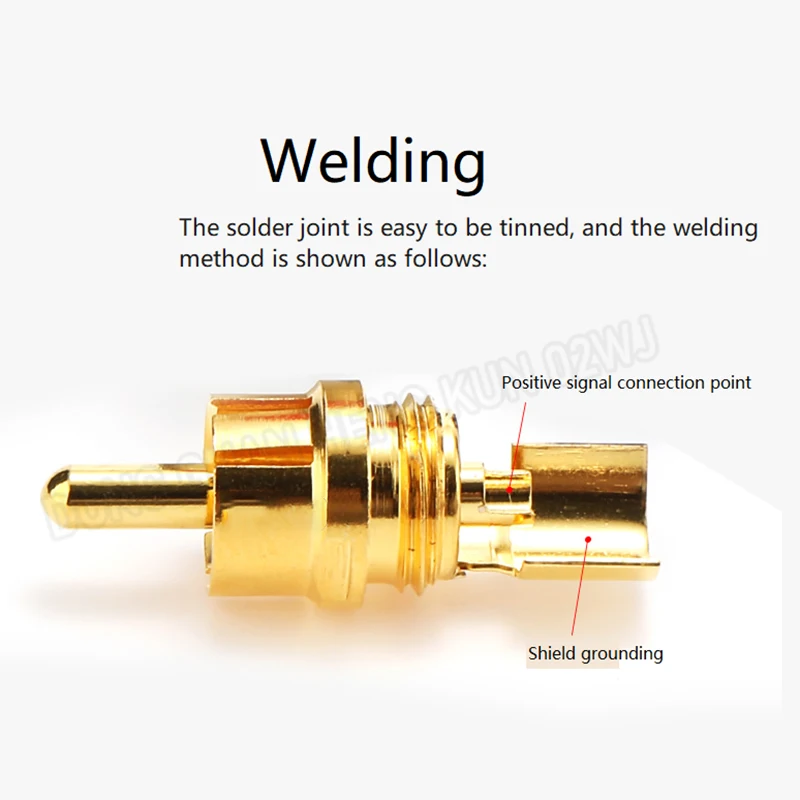 1 Pcs Rean Vergulde Lotus Rca Audio/Video Man Plug RF2C-AU-0-BL Staart Zwart/Rood