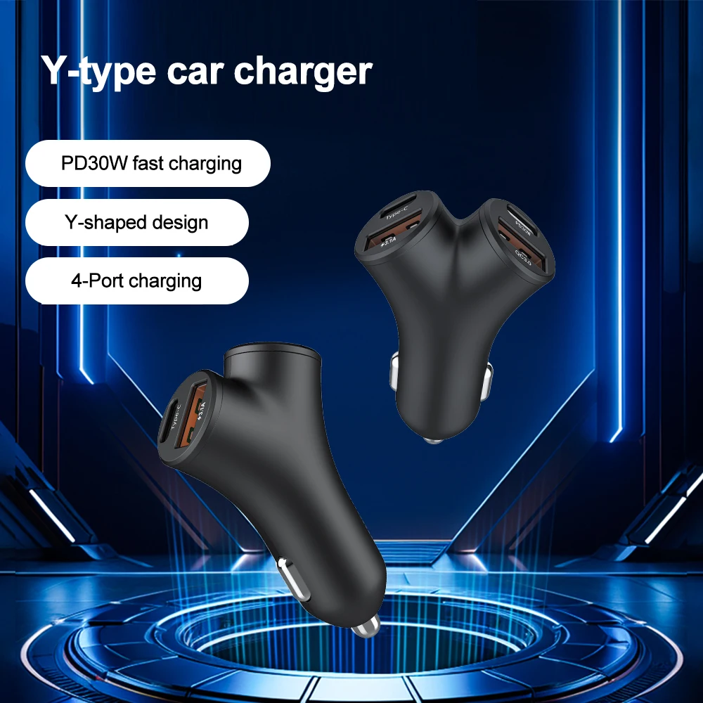 Car Charger Fast Charging Dual USB Type C PD Phone Power Adapter for iPhone 14 13 Huawei Xiaomi Samsung iPad Laptop Tablet