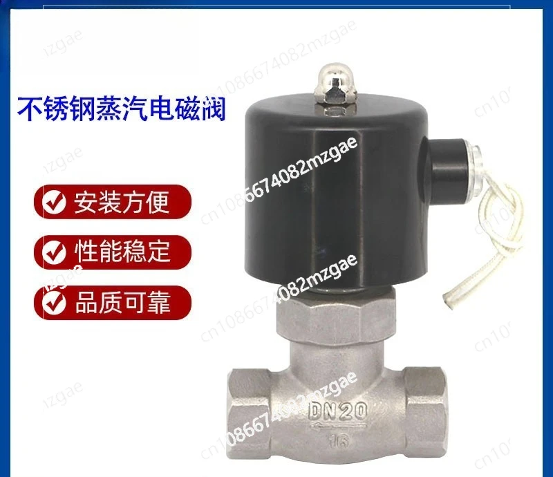 Stainless steel thread buckle steam solenoid valve DC24V high temperature solenoid valve AC220V normally closed thread