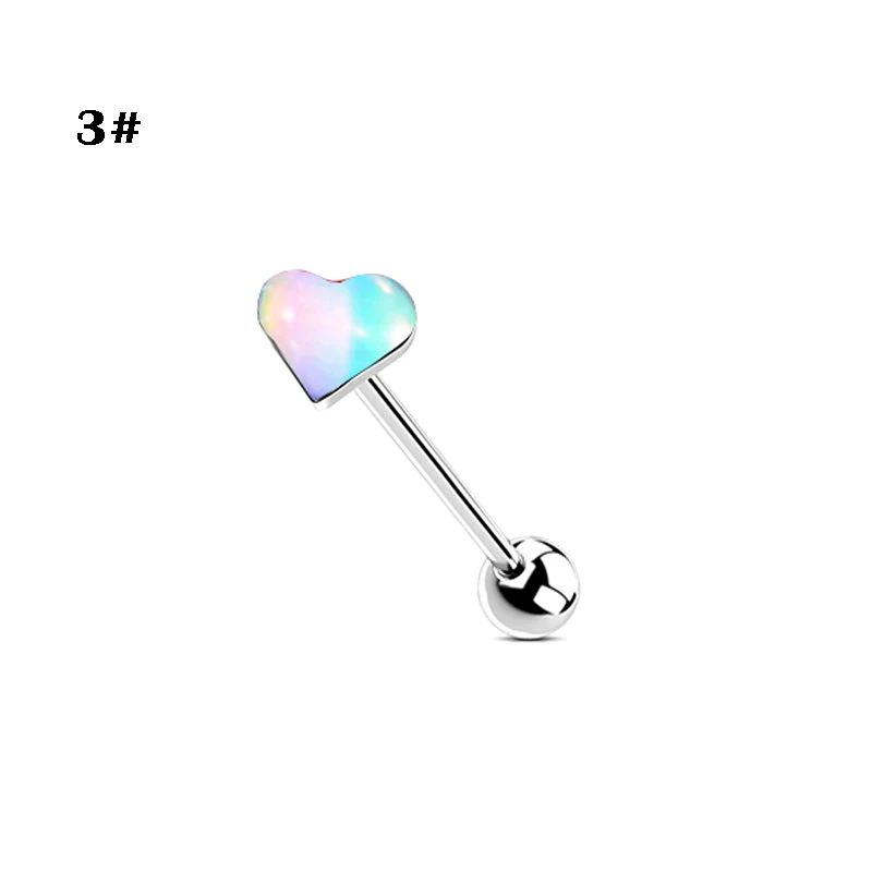 Stainless steel heart-shaped tongue nail zircon star tongue ring human puncture jewelry