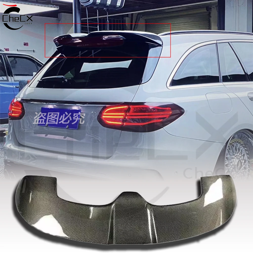 For Mercedes Benz 2015-2020 W205 Wagon C-Class C180-C450 High-Quality Fiberglass Material Glossy Black Rear Roof Spoiler