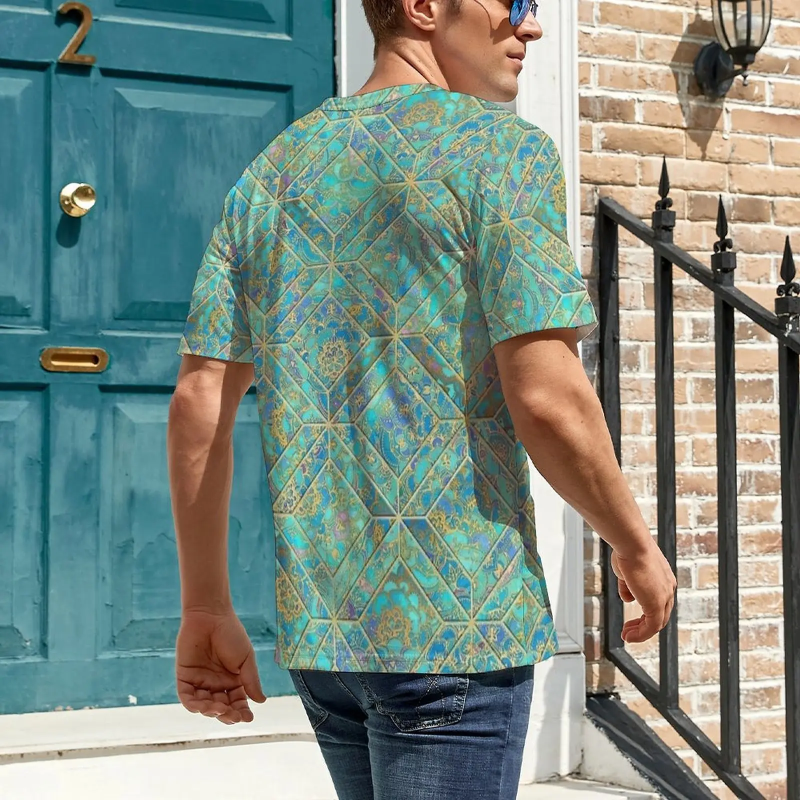 Mandala Mosaic Geometric Tile Print T Shirt  Harajuku T Shirts Male Casual Tshirt Summer Short Sleeve Pattern Tops Plus Size 6XL