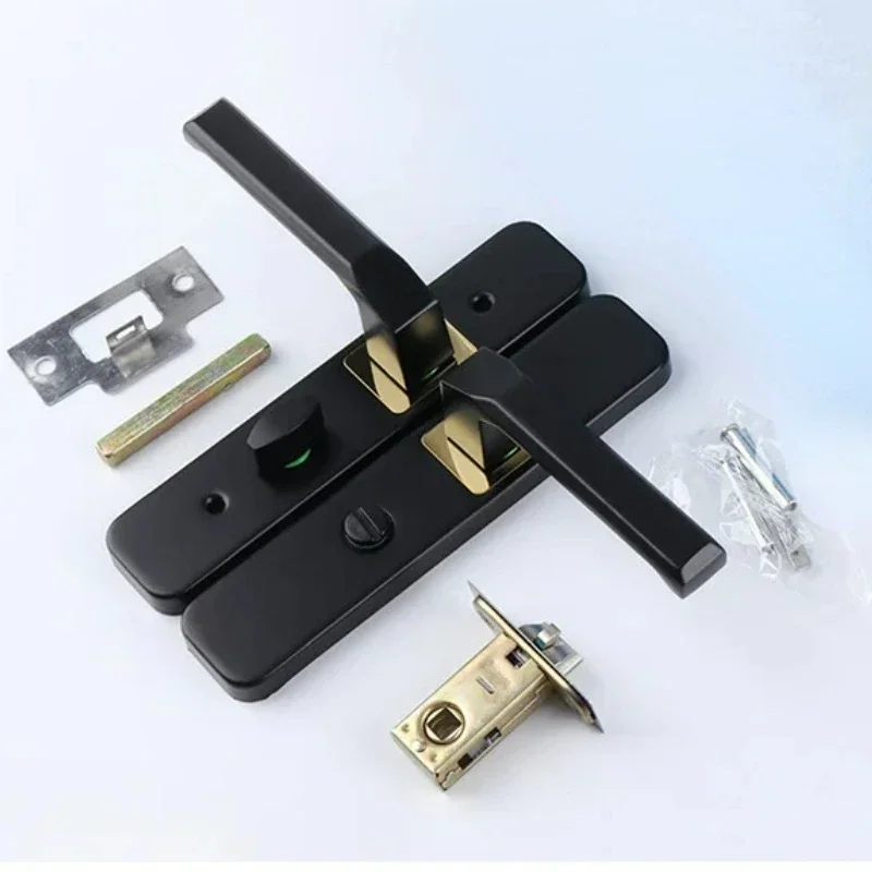 1PC  Bathroom Door Lock Keyless and Lockable Toilet Door Lock 110 Hole Single Tongue Handle Lock Black