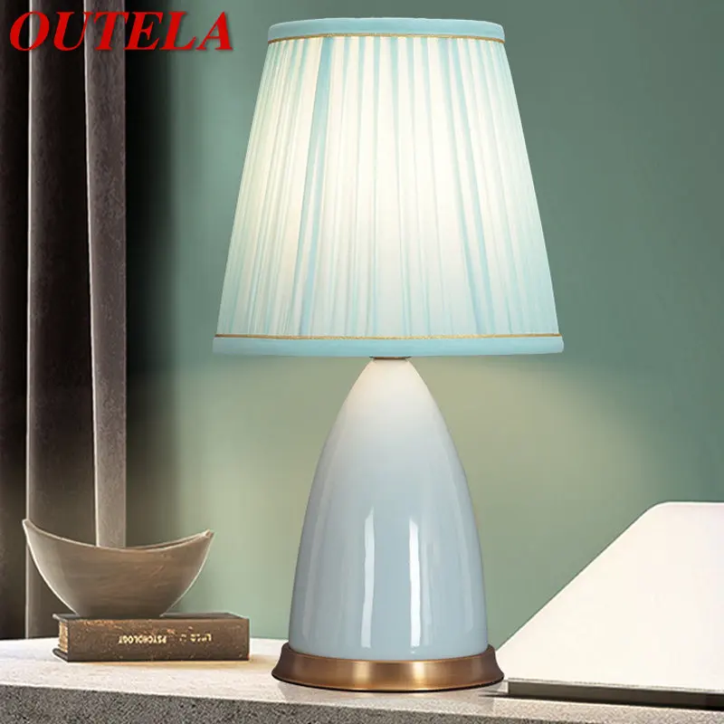 

OUTELA Ceramics Table Lamp LED Modern Creative Dimmable Desk Lights Decor For Home Living Room Bedroom Bedside