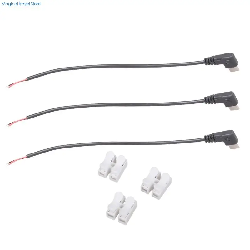 N2UB Type C Male to 2 Pin Bare Wire Power Cable for 5V 2A Charging Terminal Connector for Secure Electrical Connection