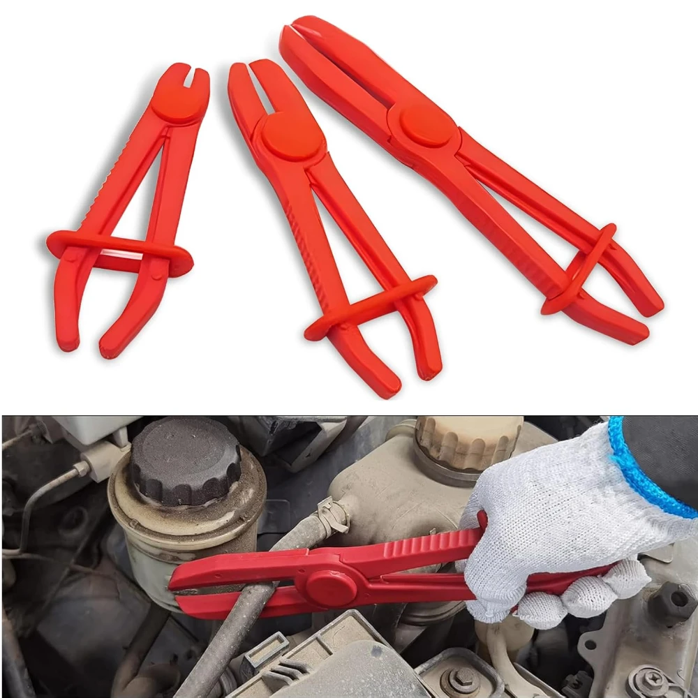 

3 PCS Car Plastic Oil Pipe Cut-off Pliers 3 SPEC of Brake Hose Radiator Hose Fuel Pipe Sealing Forceps Non-slip Easy-grip Hand