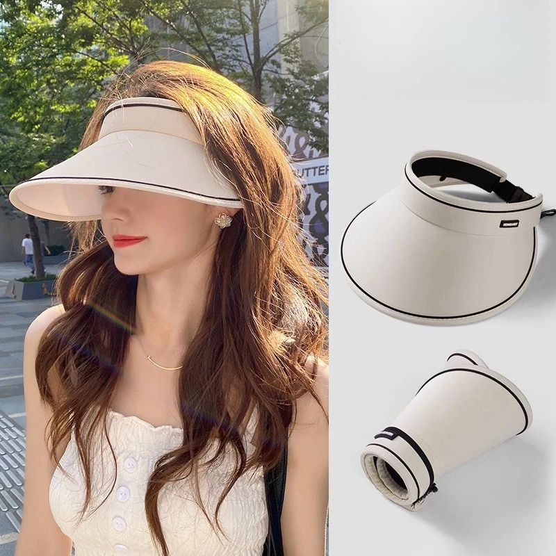 Summer Wide Brim Empty Top Sun Hat Foldable UV Protection Visor for Women Travel Beach UV Protection From The Sun