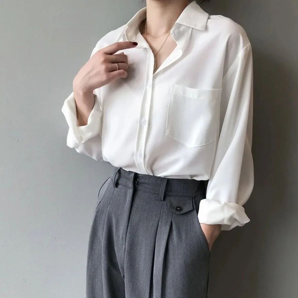 Women\'s Spring Autumn Long Sleeve Elegant Shirts Vintage Korean Style Loose Casual Ladies Shirt And Blouse Tops