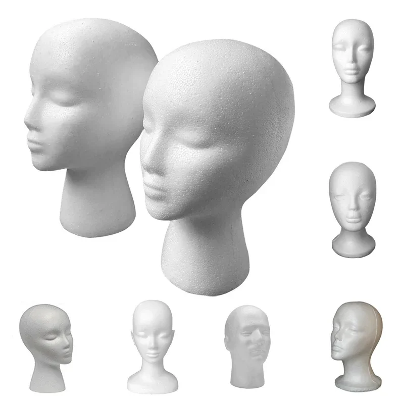 1pcs Female Styrofoam Foam Mannequin Manikin Head Model Hat Glasses Wig Display Male White Foam Mannequin Head Holder Stand Rack