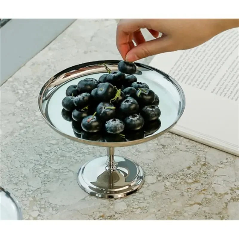 AB34-Stainless Steel Small Cake Stand Dessert Display Stand Cake Plate High-Foot Cake Cup For Cup Cakes, Fruits, Cookies, Snacks