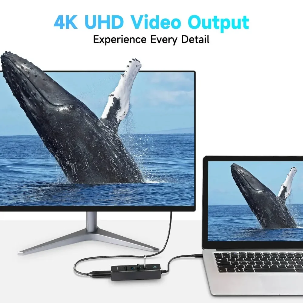 RSHTECH USB C Hub Dongle Adapter with 4K HDMI 3 USB 3.0 Data Port 100W PD SD/TF Card Reader Aluminum Hub Dock for PC Laptop
