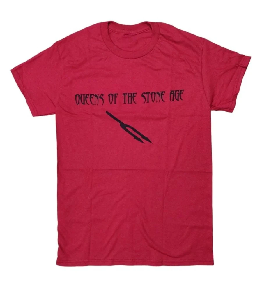 Queens of The Stone Age Trident Print Cotton T-Shirt Vintage Stoner Rock Streetwear Unisex Crew Neck Short Sleeve Tee for Rock