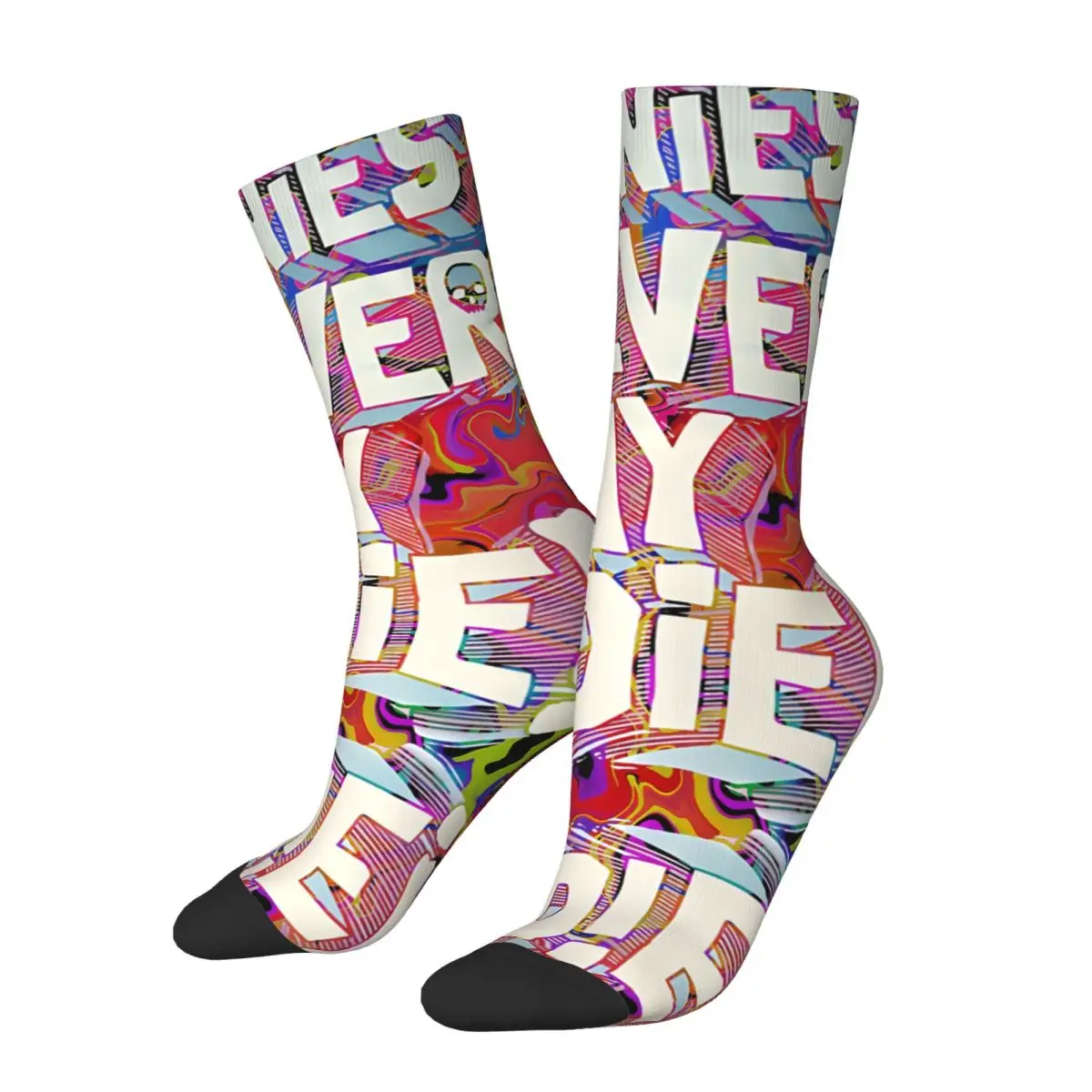 Vintage Fun Men's compression Socks Unisex N-Never Say Die Harajuku Pattern Printed Novelty Crew Sock