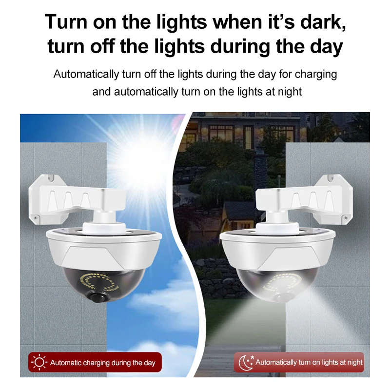 PHONEPACE Dummy Solar Security Camera - Outdoor Waterproof Fake CCTV with LED Light for Home Safety