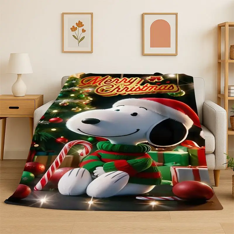 HD Funny S-Snoopy Cartoon Dog Flannel Blanket Soft Warm Throw Blanket for Bedroom Living Room Bed Travel office Picnic Fest Gift