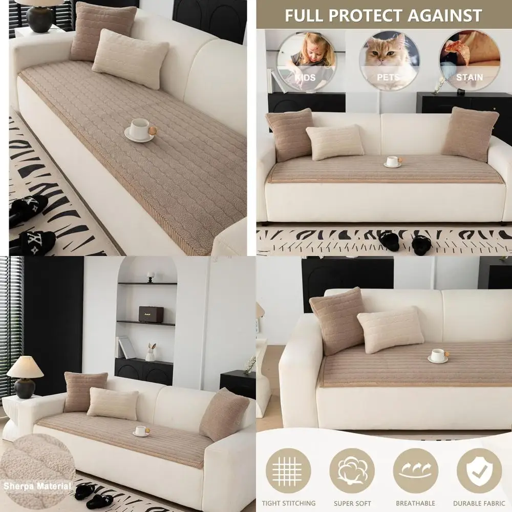 

zqffb washable pet couch cover non-slip sofa covers for dogs pet-friendly soft sherpa dog couch protector mat for sofa