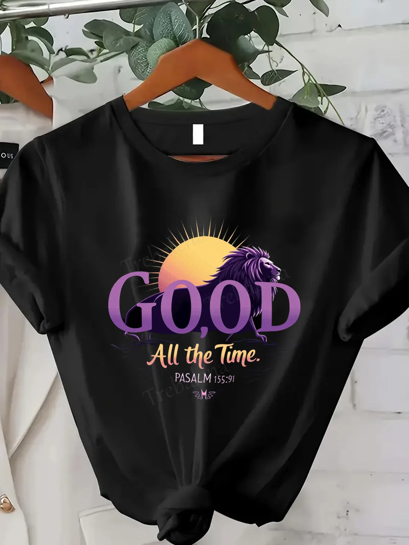 Women T-shirt Purple Lion Sunset T-Shirt 