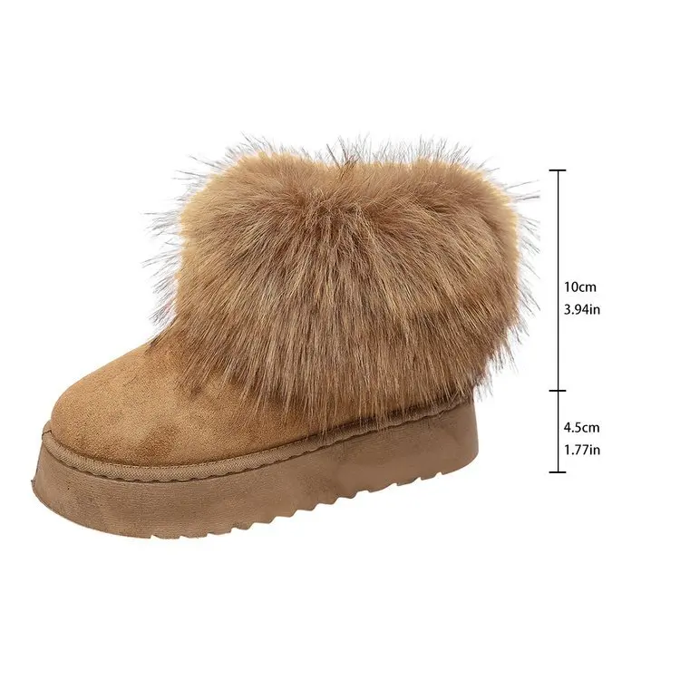 Neue Übergrößen-Winterstiefel für Damen Retro-Wildleder Lässige Dicksohlige Baumwollschuhe – Detail 7