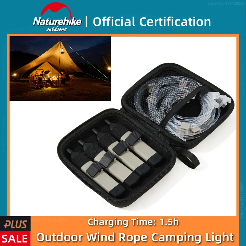 Naturehike Outdoor Camping Wind Rope Light 4-Speed Light Mode Portable Travel IPX5 Waterproof Rechargeable Tent Decorative Lamps