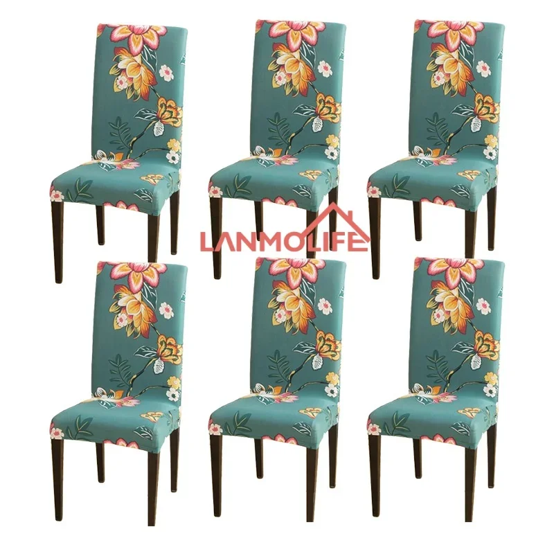 Dining Room Chair Covers 6 Pack Stretch Spandex Kitchen Chair Covers Removable Washable Parsons Chair Slipcovers