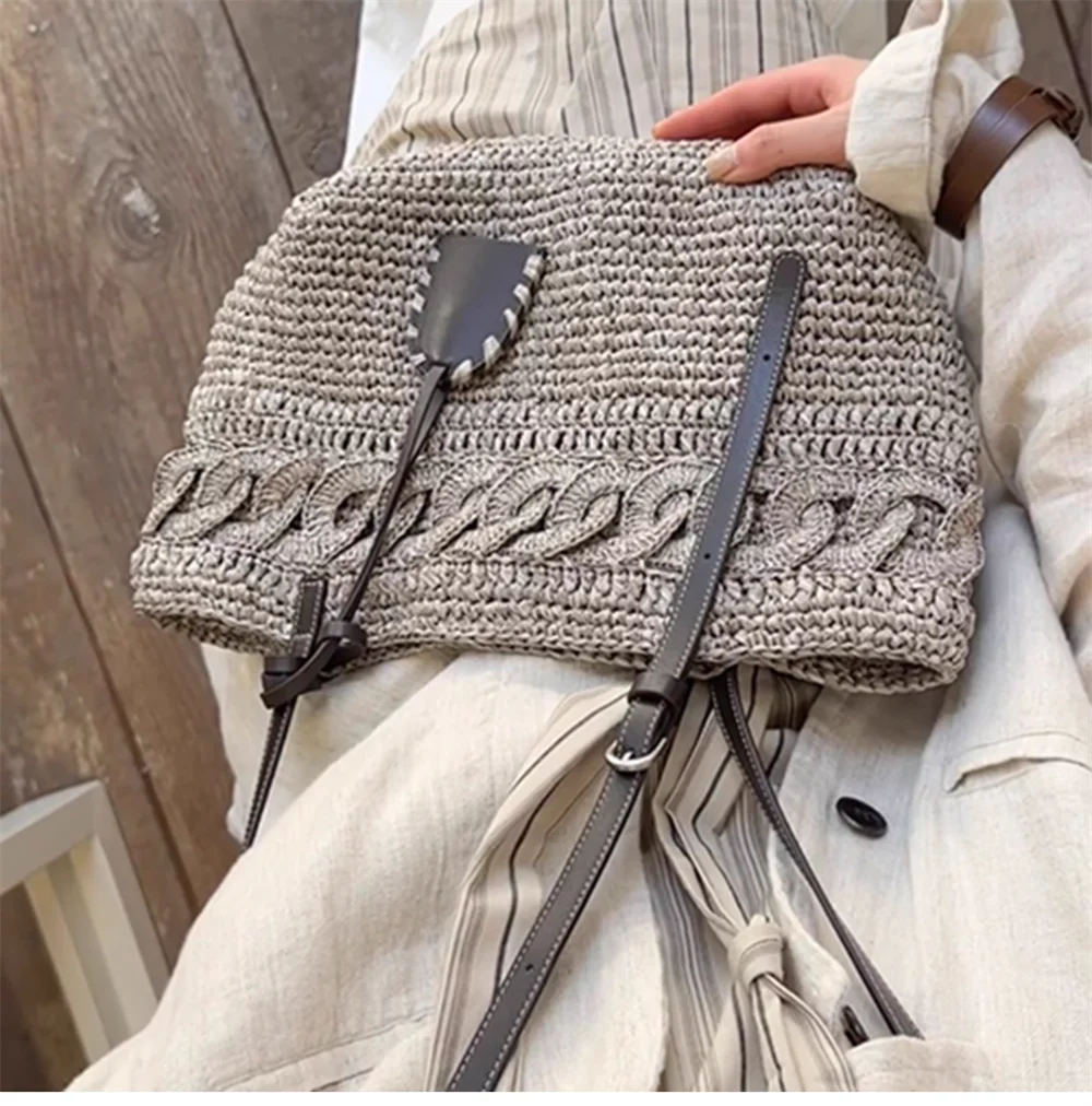 

2025 Summer Fashion Straw Woven Shoulder Bags Leisure Underarm Shoulder Bags Women Large Capacity Boho Tote Handbag