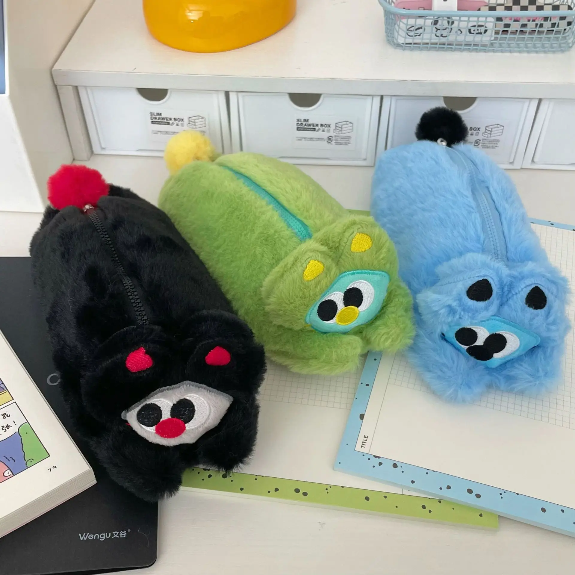 

Pussycat Plush Pencil Case Stuffed Animal Large Capacity Stationery Bag Cute Design Cartoon Doll Cat Pencil Bag Learning