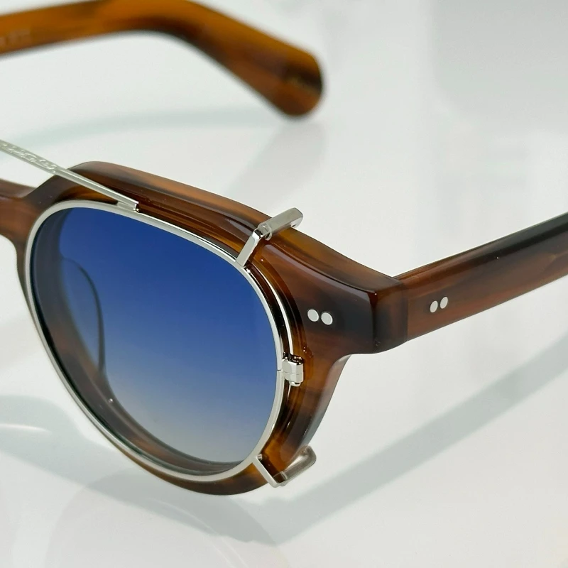 

High Quality Vintage Acetate Clip on Sunglasses BAITSIM For Men Women Designer Brand Lemtosh Tortoise Frame Fashion Eyeglasses