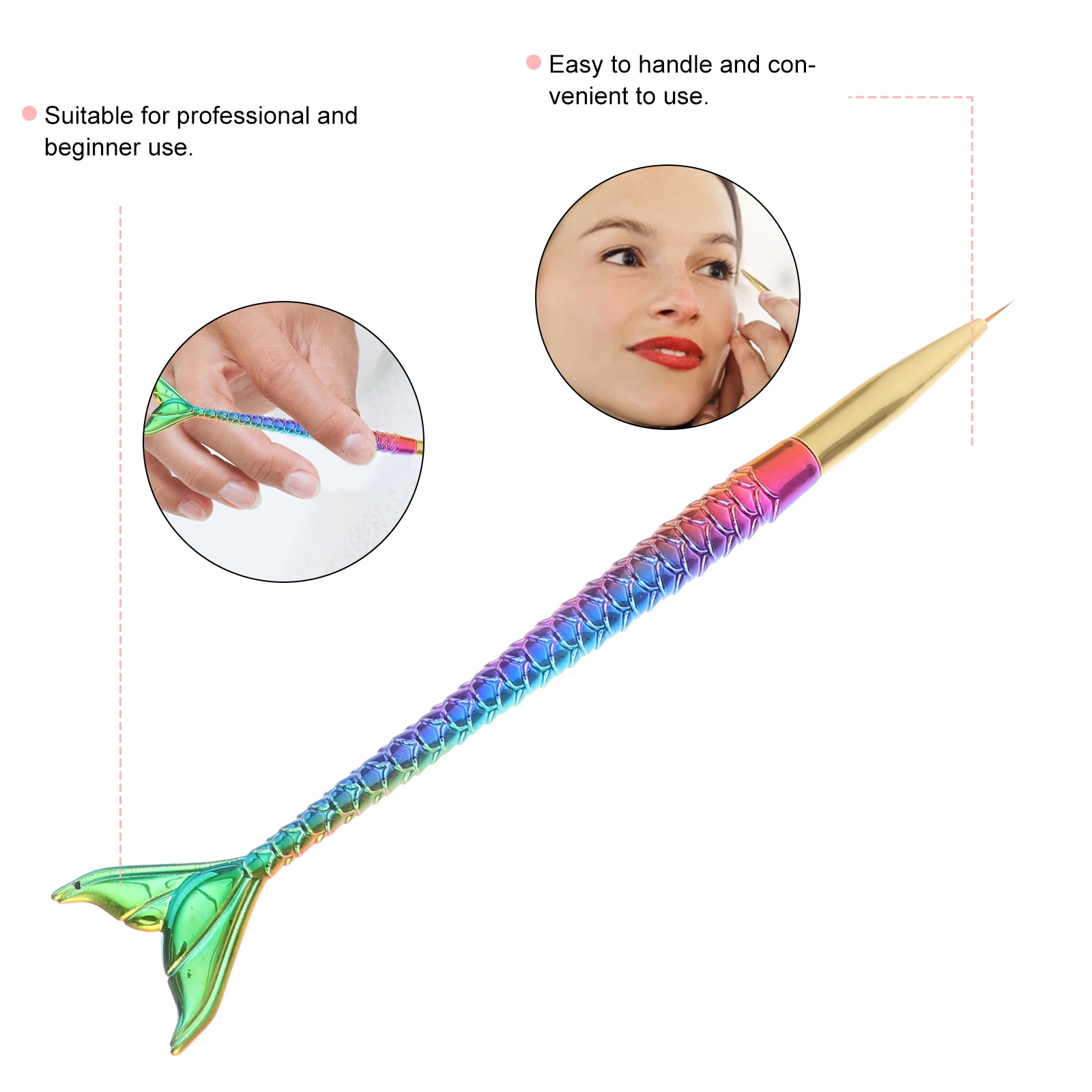 

3pcs Mermaid Shaped Liner Set Creative Fine Line Pen Durable Brush Tool For Women Size Nail Art Brush Pen Nail Art Liner