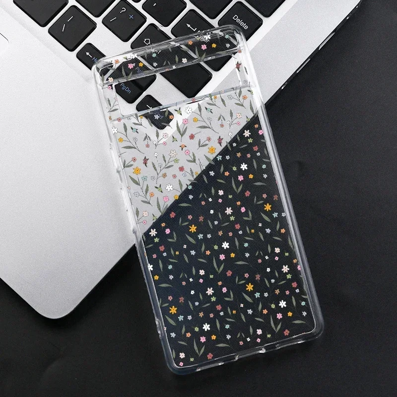 Мягкий прозрачный чехол для телефона с бледно-маленьким цветком для Google Pixel 8A 8 9 Pro XL 6A 7A 6 7 Pro 5G Cute INS Korean Shockproof Cover Fundas