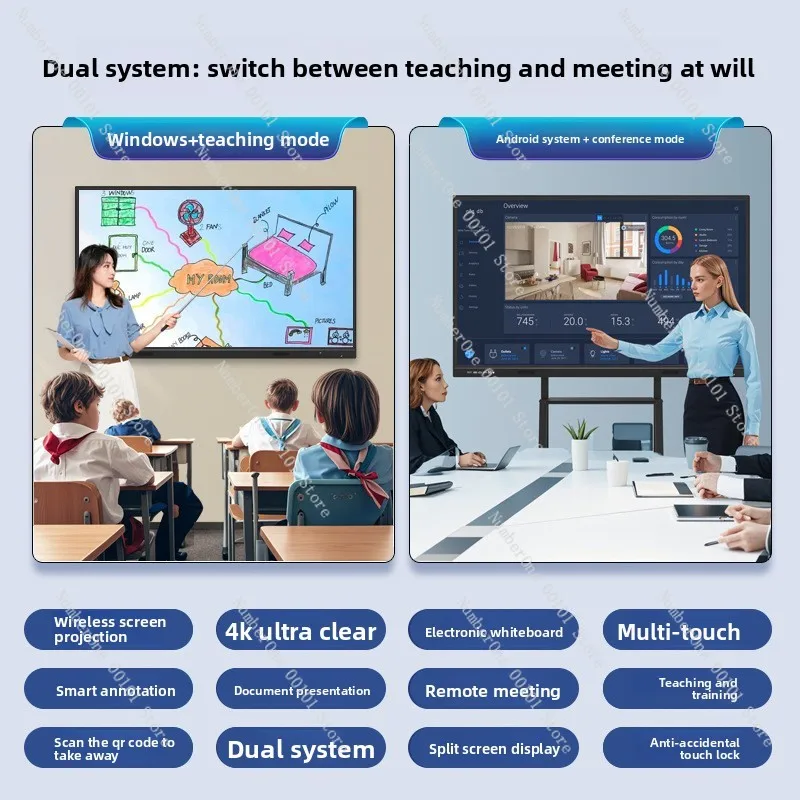 55/65 inch multimedia teaching all-in-one machine | Electronic whiteboard touch tablet, remote conference office