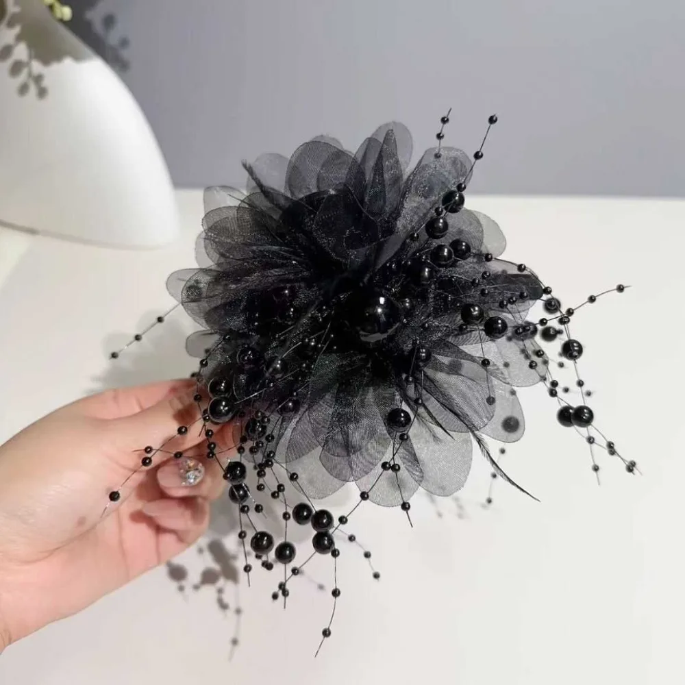 

Элегантный цветок пиона, захватывающий зажим, кисточка, блестки, коготь для волос, пластиковые заколки для волос в виде краба, женские