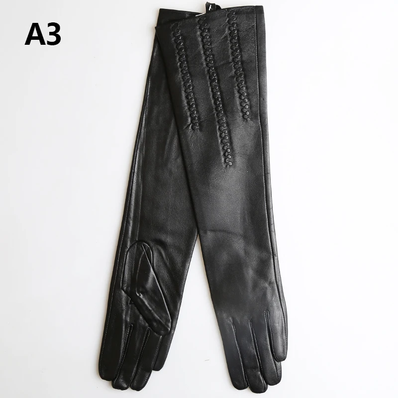 New Simple Winter Black Genuine Leather Long Gloves sheepskin women\'s gloves Fashion women\'s long gloves -A1