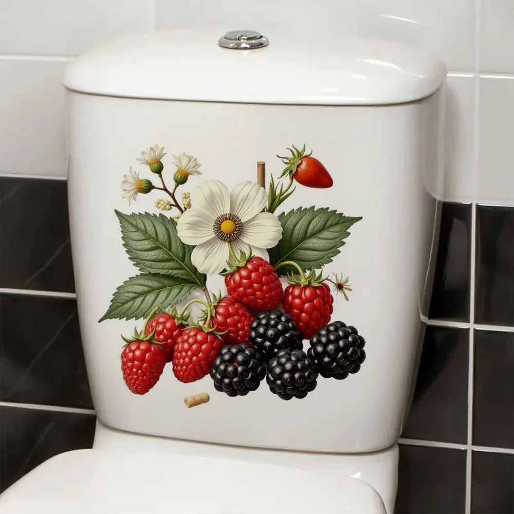 Delicious Berry and Flower Self-Adhesive Stickers, Bedroom Entryway Living Room Porch Home Decoration Wall Stickers
