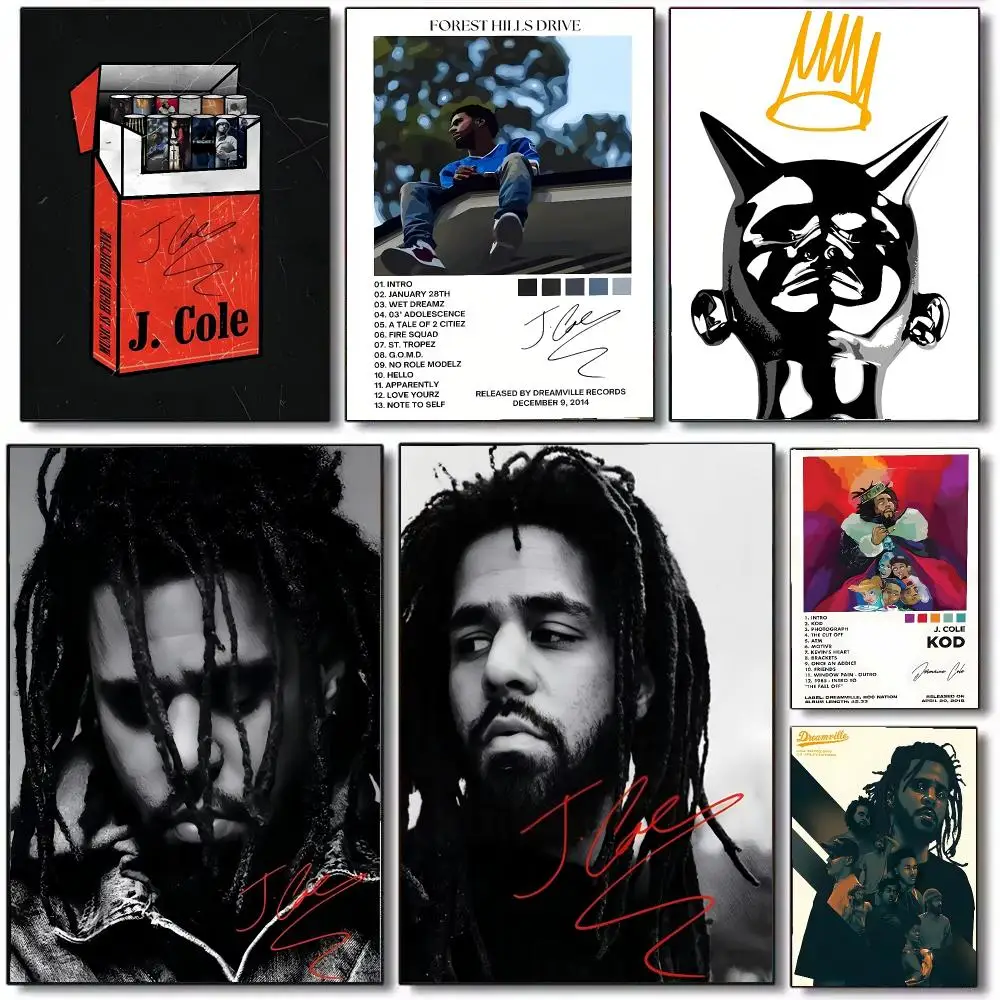 Pop Music J-J.Cole World Poster Wall Art Printed Decor Sticker Stylish Home Gift for Living Room Bedroom Corridor Cafe