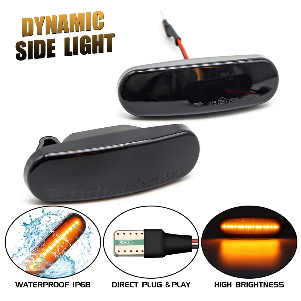 2pieces Dynamic Car LED Front Side Marker Light Turn Signal Lamp For Fiat Panda Abarth Grande Punto 199 Doblo Fiorino 3 Idea 350